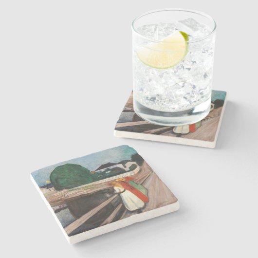 Edvard Munch - Die Mädchen auf der Brücke Steinuntersetzer (Seitenansicht)