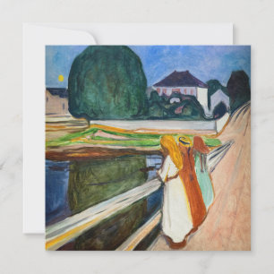 Edvard Munch - Die Mädchen auf der Brücke Weiße Na Dankeskarte