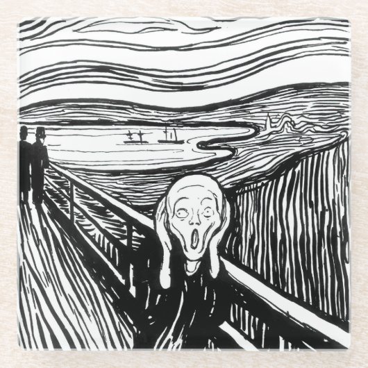 Edvard Munch - Die schreiende Lithografie Glasuntersetzer (Vorderseite)