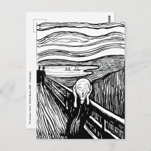 Edvard Munch - Die schreiende Lithografie Postkarte (Vorne/Hinten)