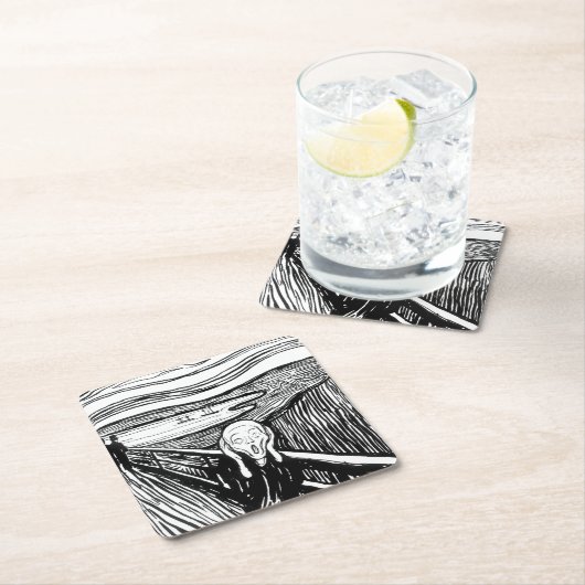 Edvard Munch - Die schreiende Lithografie Rechteckiger Pappuntersetzer (Vor Ort)