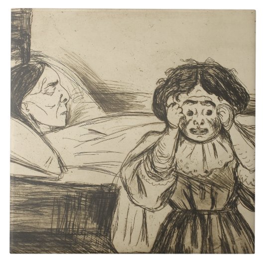 Edvard Munch - Die Tote Mutter und ihr Kind Fliese (Vorderseite)