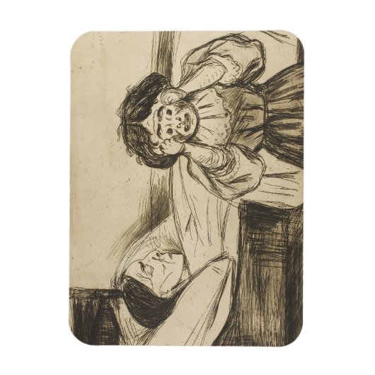 Edvard Munch - Die Tote Mutter und ihr Kind Magnet (Vertikal)
