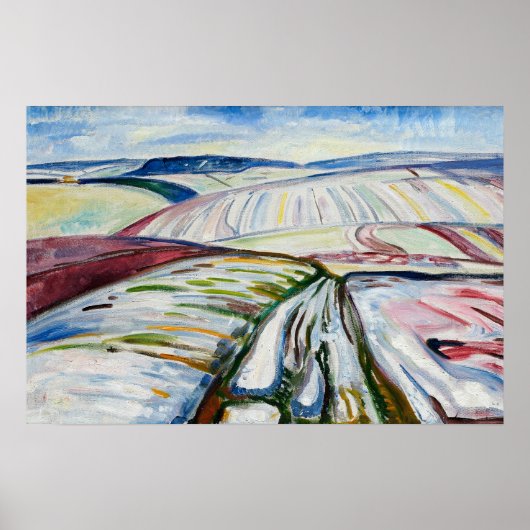 Edvard Munch Field in Snow (1907) Berühmte Malerei Poster (Vorne)