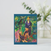 Edvard Munch, Frau mit Airedale Terriers Malerei Postkarte (Stehend Vorderseite)