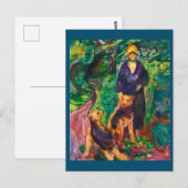 Edvard Munch, Frau mit Airedale Terriers Malerei Postkarte (Vorne/Hinten)