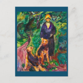 Edvard Munch, Frau mit Airedale Terriers Malerei Postkarte