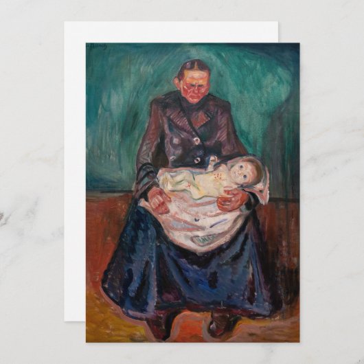 Edvard Munch - Frau mit kranken Kindern, Erbschaft Dankeskarte (Vorne/Hinten)