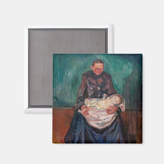 Edvard Munch - Frau mit kranken Kindern, Erbschaft Magnet (Vorderseite/Rückseite)