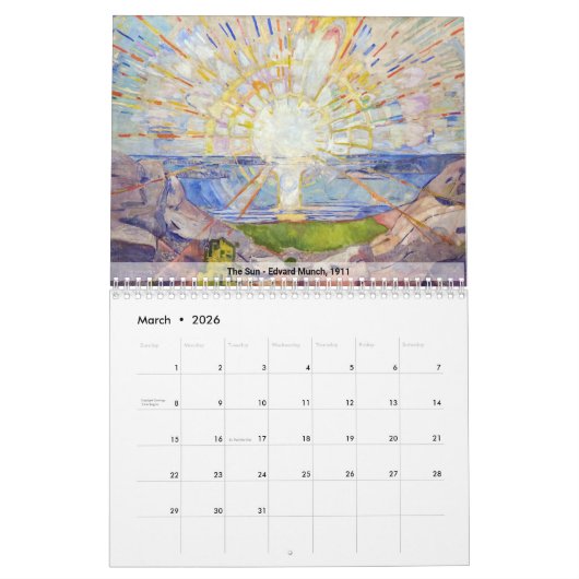 Edvard Munch Kalender (Mär 2026)
