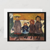 Edvard Munch, Mädchen in Asgardstrand, Malerei Postkarte (Vorne/Hinten)