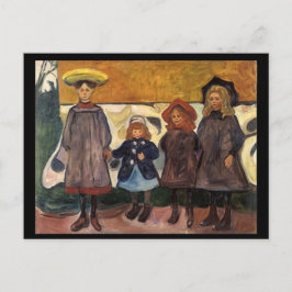 Edvard Munch, Mädchen in Asgardstrand, Malerei Postkarte