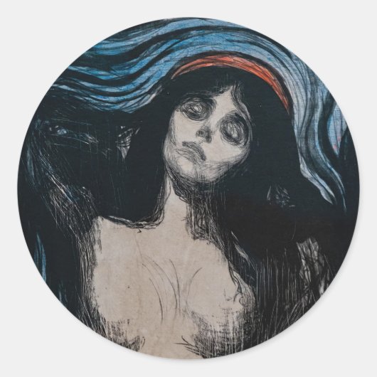 Edvard Munch - Madonna Lithografie Runder Aufkleber (Vorderseite)