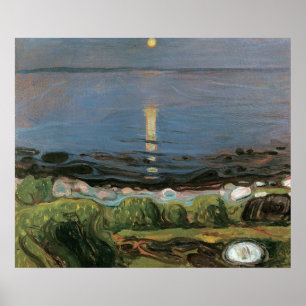 Edvard Munch Malerei, Sommernacht am Strand Poster