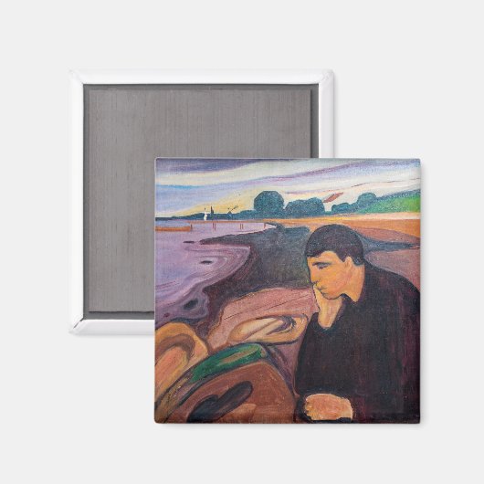 Edvard Munch - Melancholy 1894 Magnet (Vorderseite/Rückseite)