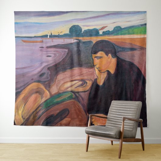 Edvard Munch - Melancholy 1894 Wandteppich (Beispiel (Horizontal))