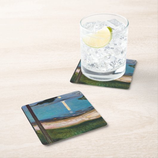 Edvard Munch - Mondlicht Rechteckiger Pappuntersetzer (Vor Ort)