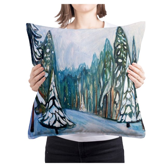 Edvard Munch Neuschnee, Winterwaldlandschaft Kissen (Von Creator hochgeladen)