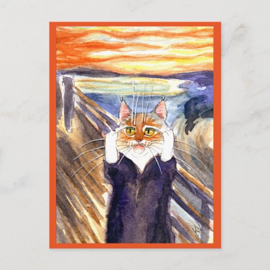 Edvard Munch niedlicher Katzenlöffel Postkarte (Vorderseite)