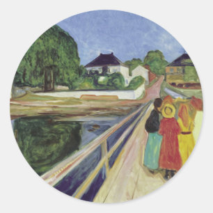 Edvard Munch Painting Girls on the Bridge (c 1902) Runder Aufkleber