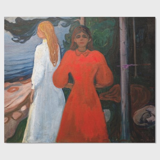 Edvard Munch - rot und weiß Geschenkpapier (Flach)