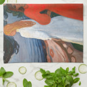 Edvard Munch - rot und weiß Geschirrtuch (Gefaltet)