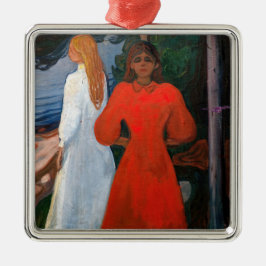 Edvard Munch - rot und weiß Ornament Aus Metall