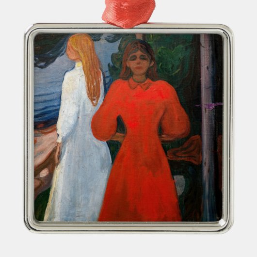 Edvard Munch - rot und weiß Ornament Aus Metall (Vorne)