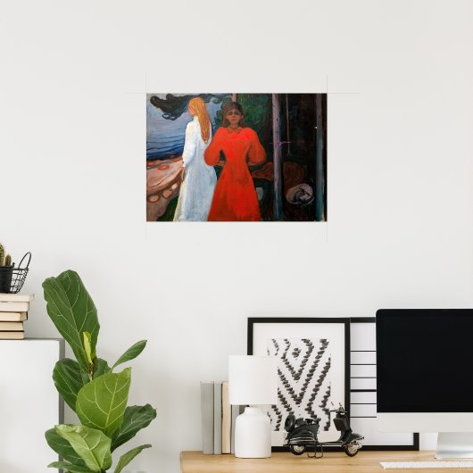 Edvard Munch - rot und weiß Poster (Heimbüro)