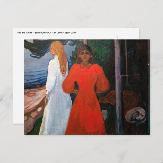 Edvard Munch - rot und weiß Postkarte (Vorne/Hinten)