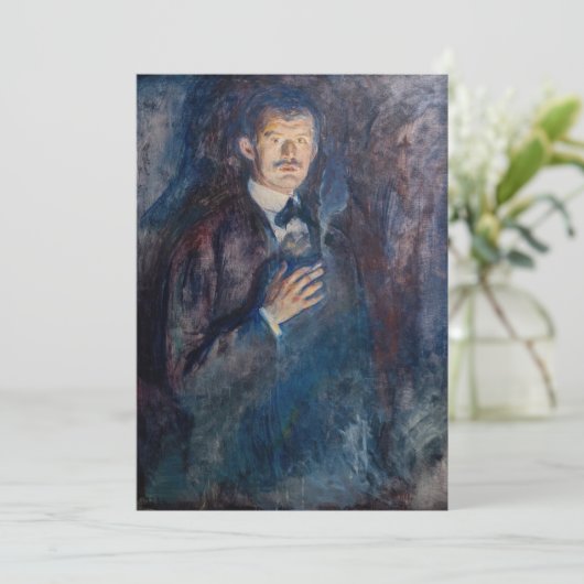Edvard Munch - Selbstportrait mit Zigarette Einladung (Stehend Vorderseite)
