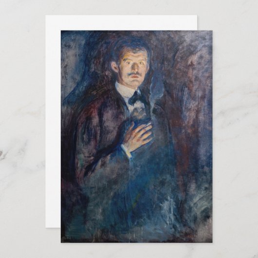 Edvard Munch - Selbstportrait mit Zigarette Einladung (Vorne/Hinten)