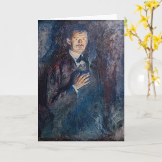 Edvard Munch - Selbstportrait mit Zigarette Karte (Gelbe Blume)