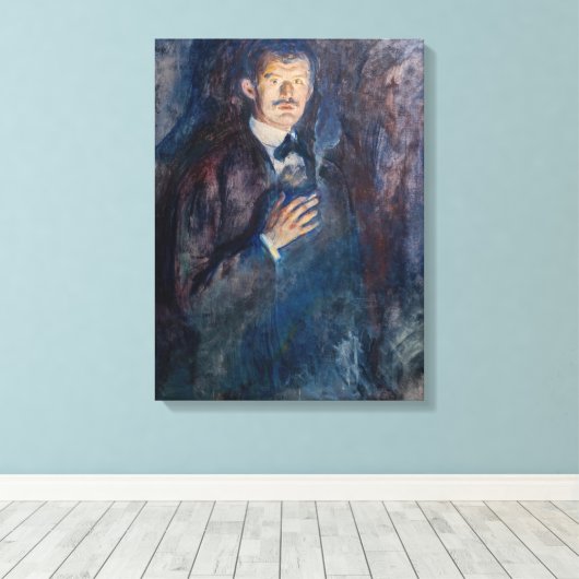 Edvard Munch - Selbstportrait mit Zigarette Leinwanddruck (Insitu (Holzboden))