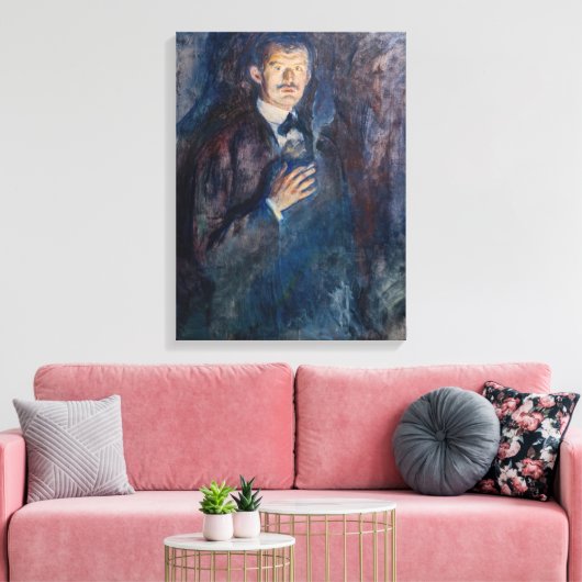 Edvard Munch - Selbstportrait mit Zigarette Leinwanddruck (Insitu (Wohnzimmer))