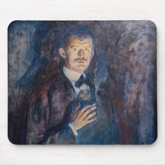 Edvard Munch - Selbstportrait mit Zigarette Mousepad (Vorne)