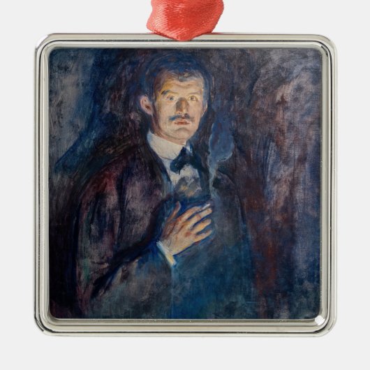 Edvard Munch - Selbstportrait mit Zigarette Ornament Aus Metall (Vorne)