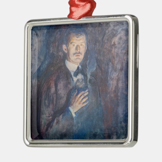 Edvard Munch - Selbstportrait mit Zigarette Ornament Aus Metall (Links)