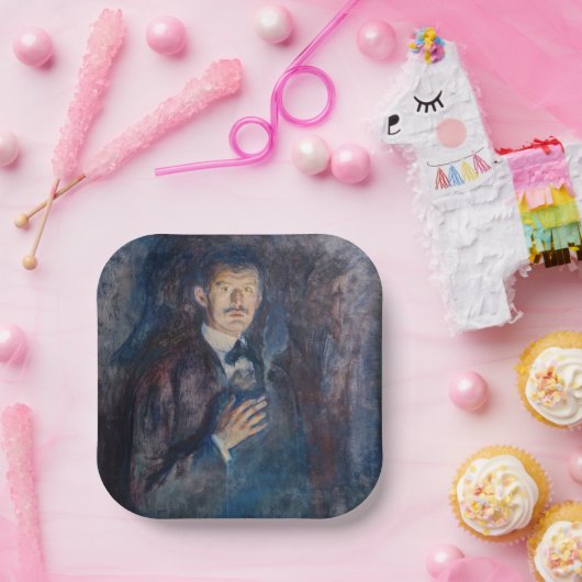 Edvard Munch - Selbstportrait mit Zigarette Pappteller (Party)