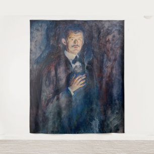 Edvard Munch - Selbstporträt mit Zigarette Wandteppich