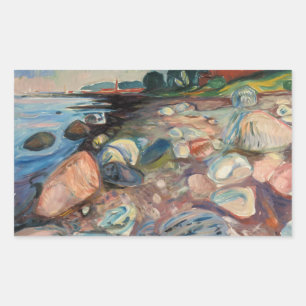 Edvard Munch - Shopping mit Red House Rechteckiger Aufkleber