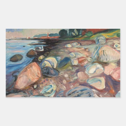 Edvard Munch - Shopping mit Red House Rechteckiger Aufkleber (Vorderseite)