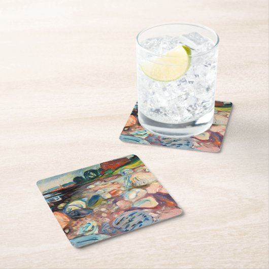 Edvard Munch - Shopping mit Red House Rechteckiger Pappuntersetzer (Vor Ort)