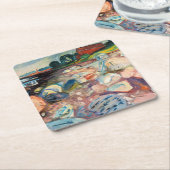 Edvard Munch - Shopping mit Red House Rechteckiger Pappuntersetzer (angewinkelt)