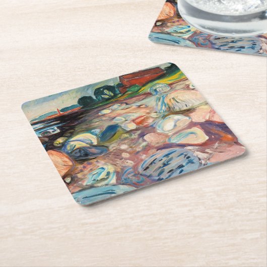 Edvard Munch - Shopping mit Red House Rechteckiger Pappuntersetzer (angewinkelt)