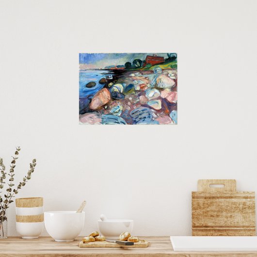 Edvard Munch Shore mit Red House Poster (Küche)