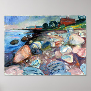 Edvard Munch Shore mit Red House Poster