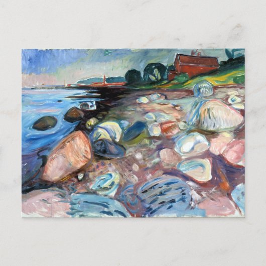 Edvard Munch Shore mit Red House Postkarte (Vorderseite)