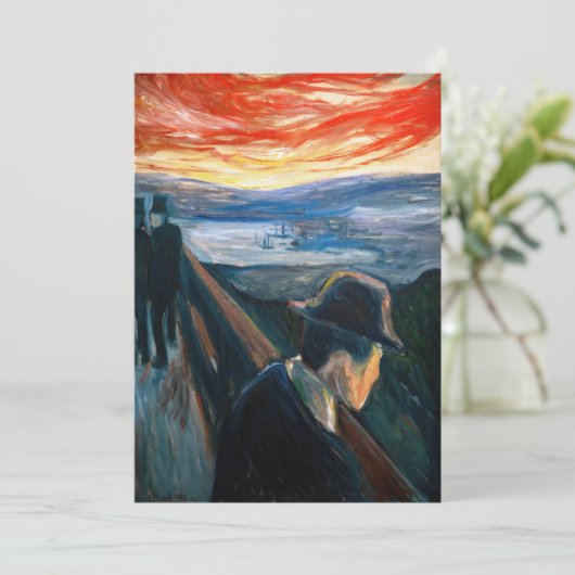 Edvard Munch - Sick Mood at Sunset, Despair 1892 Einladung (Stehend Vorderseite)