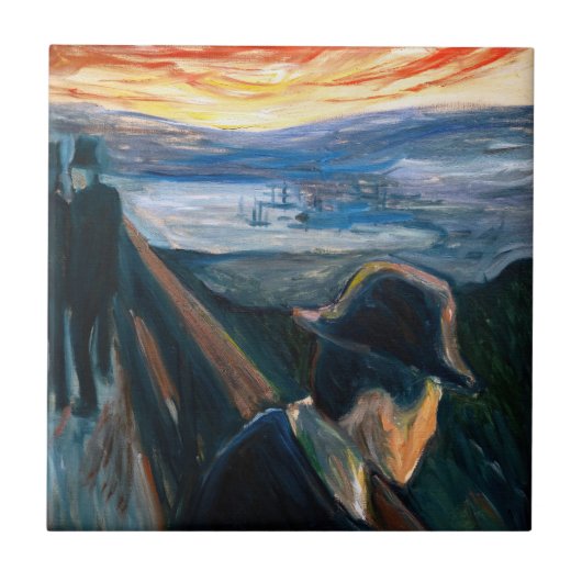 Edvard Munch - Sick Mood at Sunset, Despair 1892 Fliese (Vorderseite)